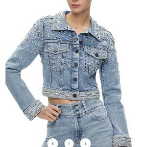 Alice and Olivia Embellished Jean Jacket Size M PERFECT GIFT FOR THE HOLIDAYS!